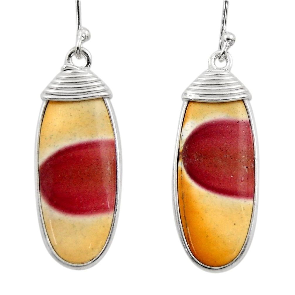 14.17cts natural brown mookaite 925 sterling silver dangle earrings r30470