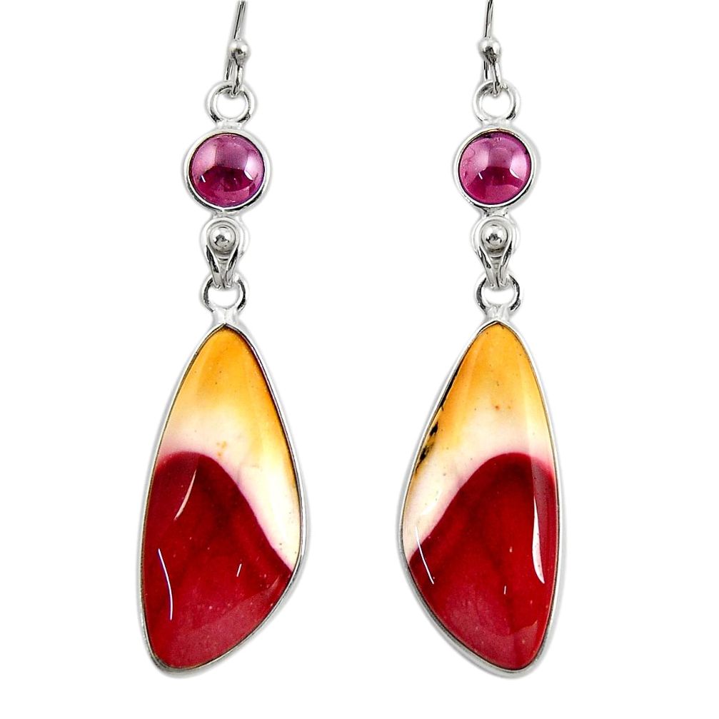 18.14cts natural brown mookaite garnet 925 silver dangle earrings r28945