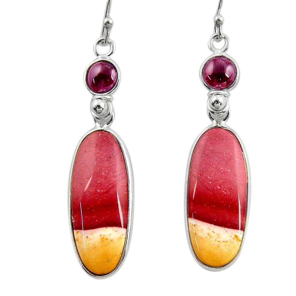 16.32cts natural brown mookaite garnet 925 silver dangle earrings r28953