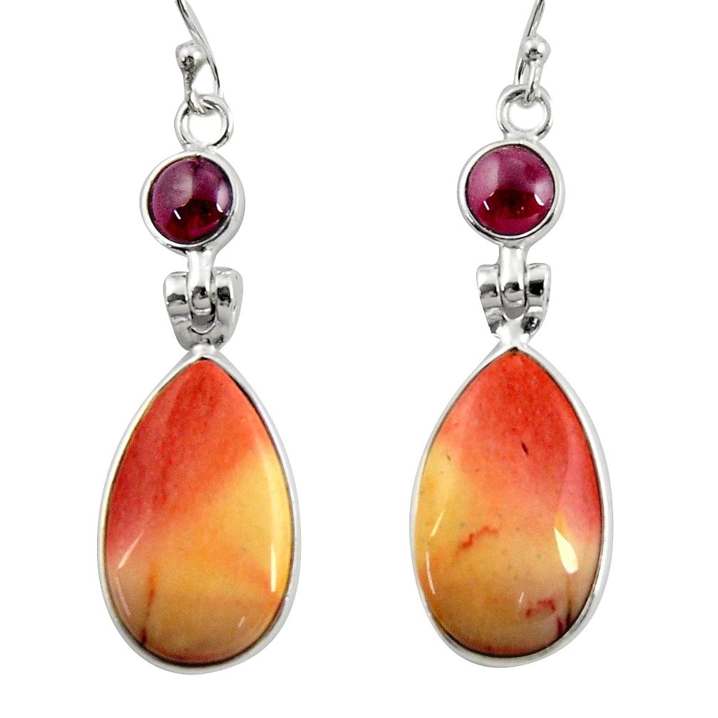 15.37cts natural brown mookaite garnet 925 silver dangle earrings r28956