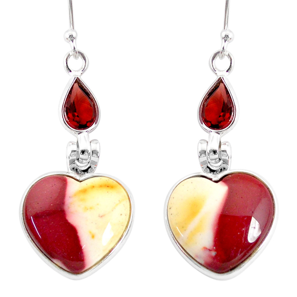 14.08cts natural brown mookaite garnet 925 silver dangle earrings r86945