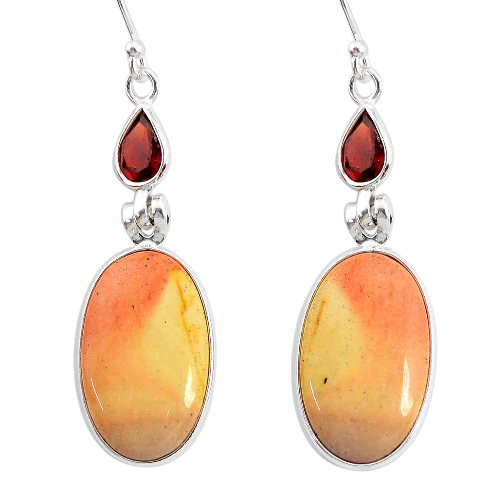 16.65cts natural brown mookaite garnet 925 silver dangle earrings r86946