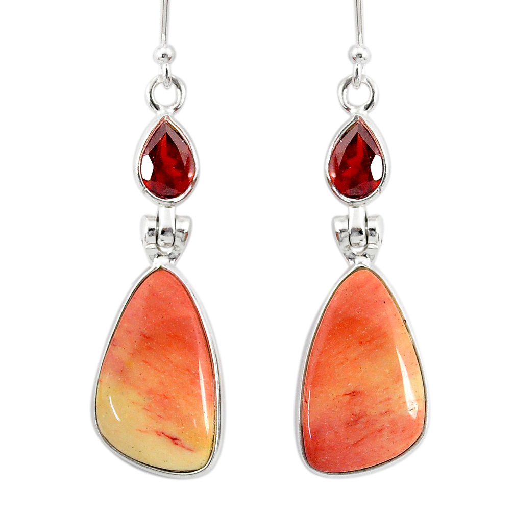 15.82cts natural brown mookaite garnet 925 silver dangle earrings r86949