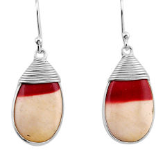 11.10cts natural brown mookaite pear 925 sterling silver dangle earrings y92218