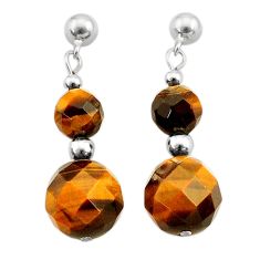 22.50cts natural brown tiger's eye 925 sterling silver dangle earrings c27080