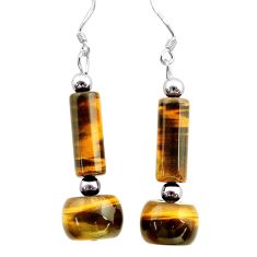 22.14cts natural brown tiger's eye 925 sterling silver dangle earrings c27821