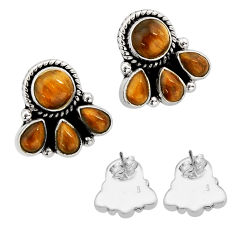 9.55cts natural brown tiger's eye 925 sterling silver dangle earrings c32694