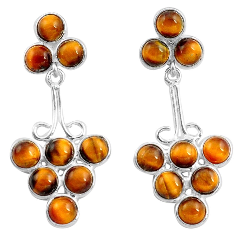  brown tiger's eye 925 sterling silver dangle earrings p77469