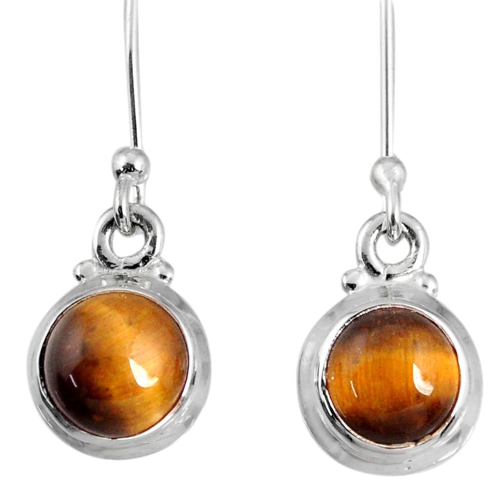 5.45cts natural brown tiger's eye 925 sterling silver dangle earrings r60713