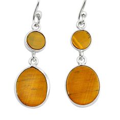 6.34cts natural brown tiger's eye 925 sterling silver earrings jewelry y15734