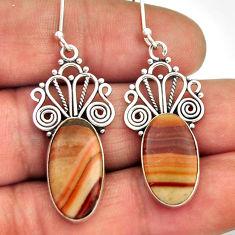 13.24cts natural brown wave rolling hills dolomite silver dangle earrings n27950