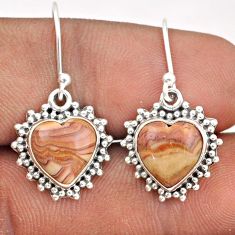 8.49cts natural brown wave rolling hills dolomite silver dangle earrings t87191