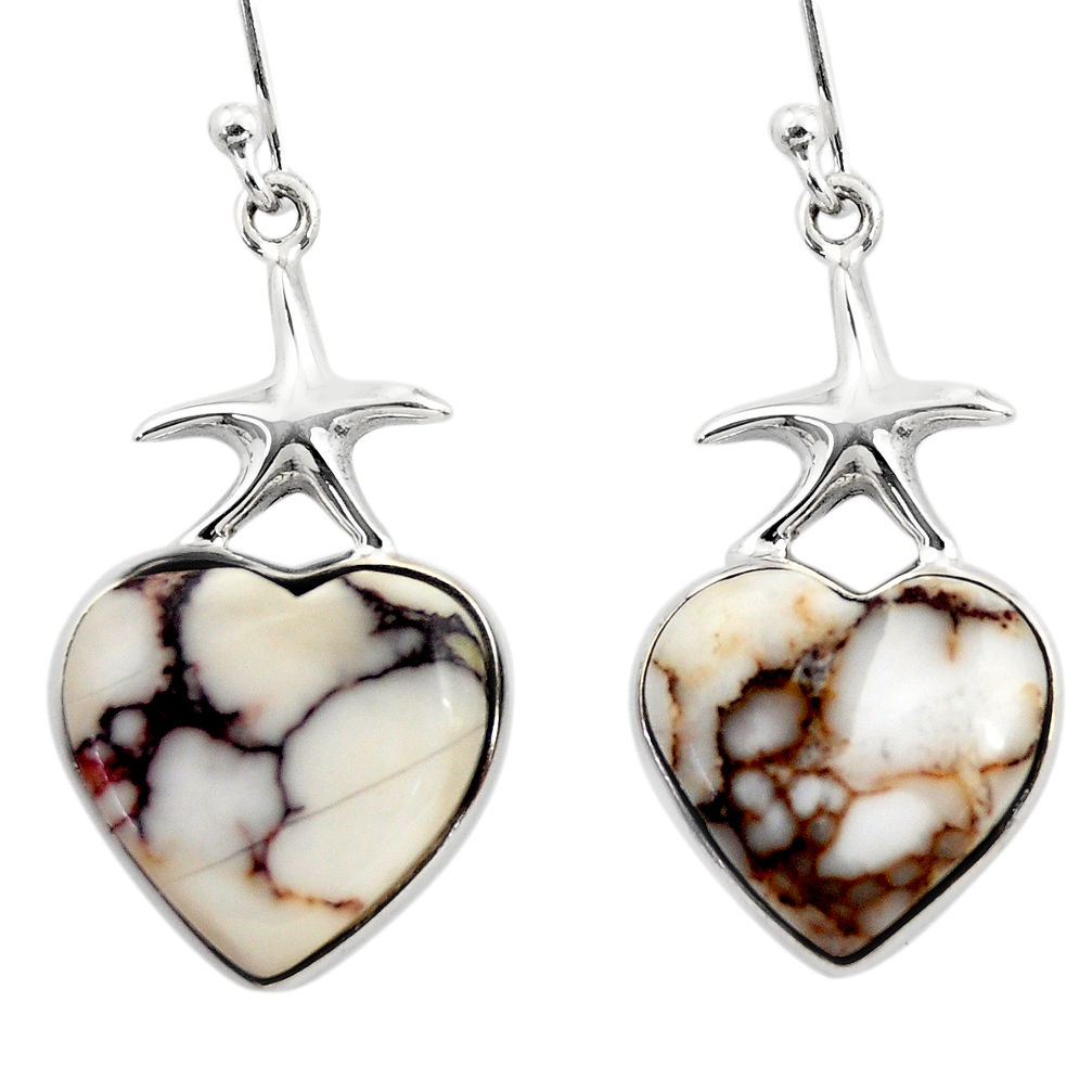 12.72cts natural brown wild horse magnesite 925 silver star fish earrings r46793