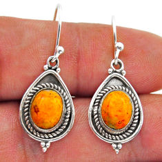 5.97cts natural bumble bee australian jasper 925 silver dangle earrings n52335