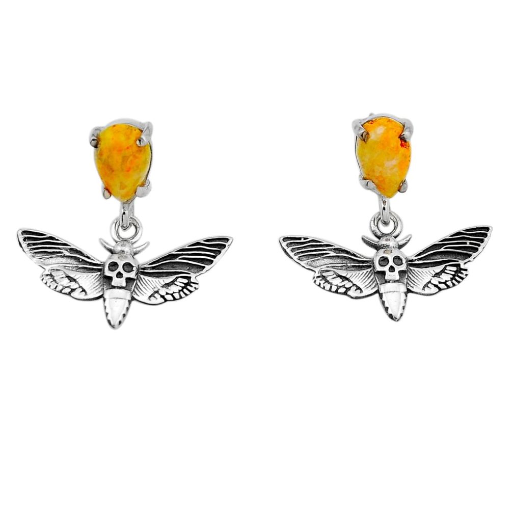 4.12cts natural bumble bee australian jasper silver butterfly earrings n48552