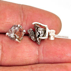 11.13cts natural campo del cielo (meteorite) 925 silver stud earrings y74608