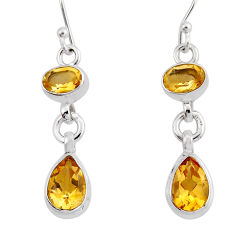 5.73cts natural citrine pear 925 sterling silver dangle earrings jewelry y81712