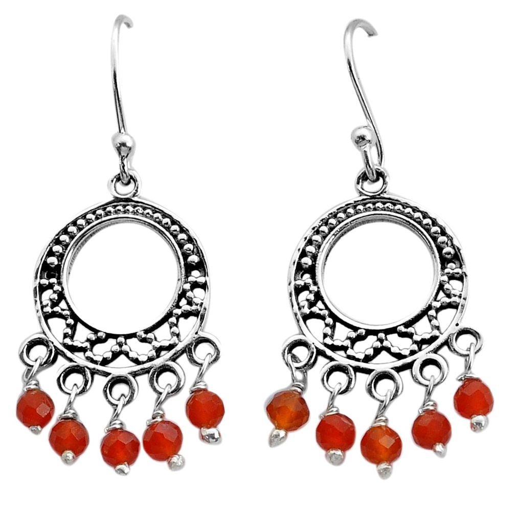 3.12cts natural cornelian (carnelian) 925 silver chandelier earrings u71448