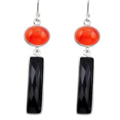 17.53cts natural cornelian (carnelian) onyx 925 silver dangle earrings y43919