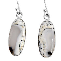 11.54cts natural dendrite opal (merlinite) 925 silver dangle earrings y79962