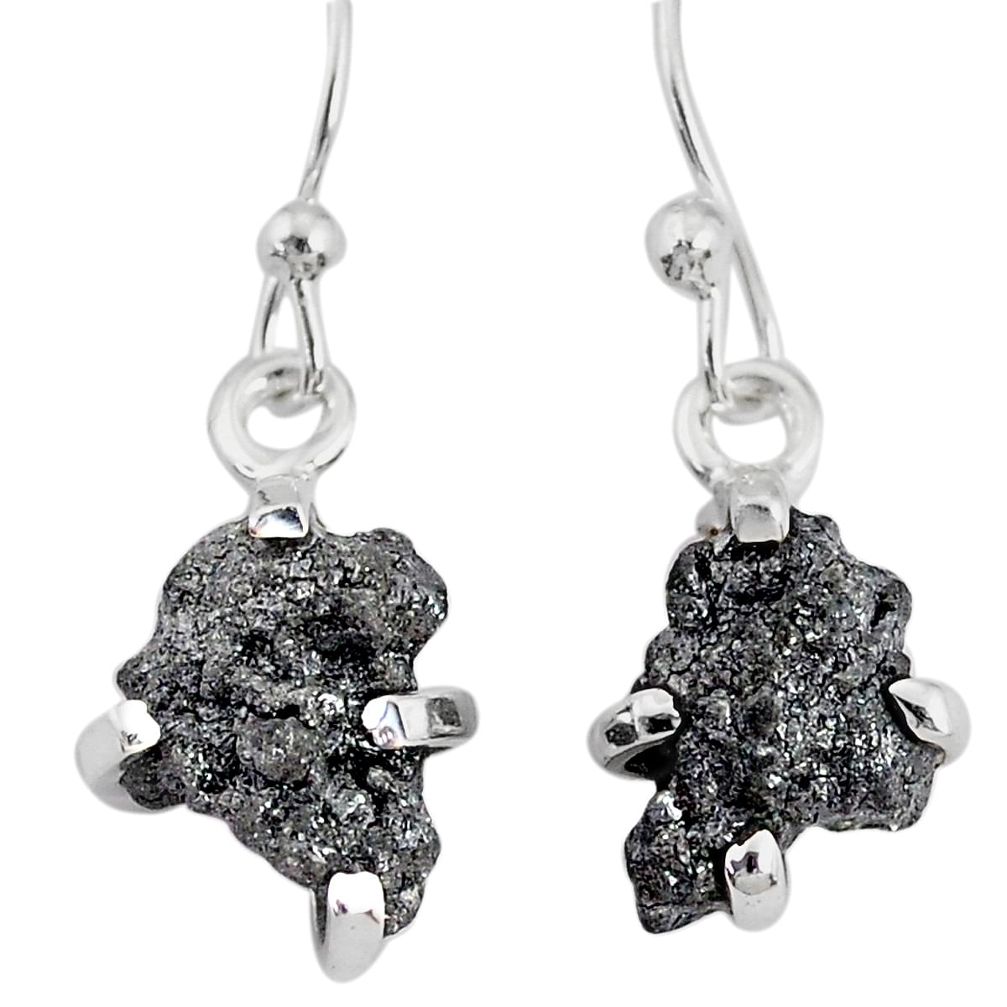 3.87cts natural diamond rough 925 silver handmade dangle earrings r79161