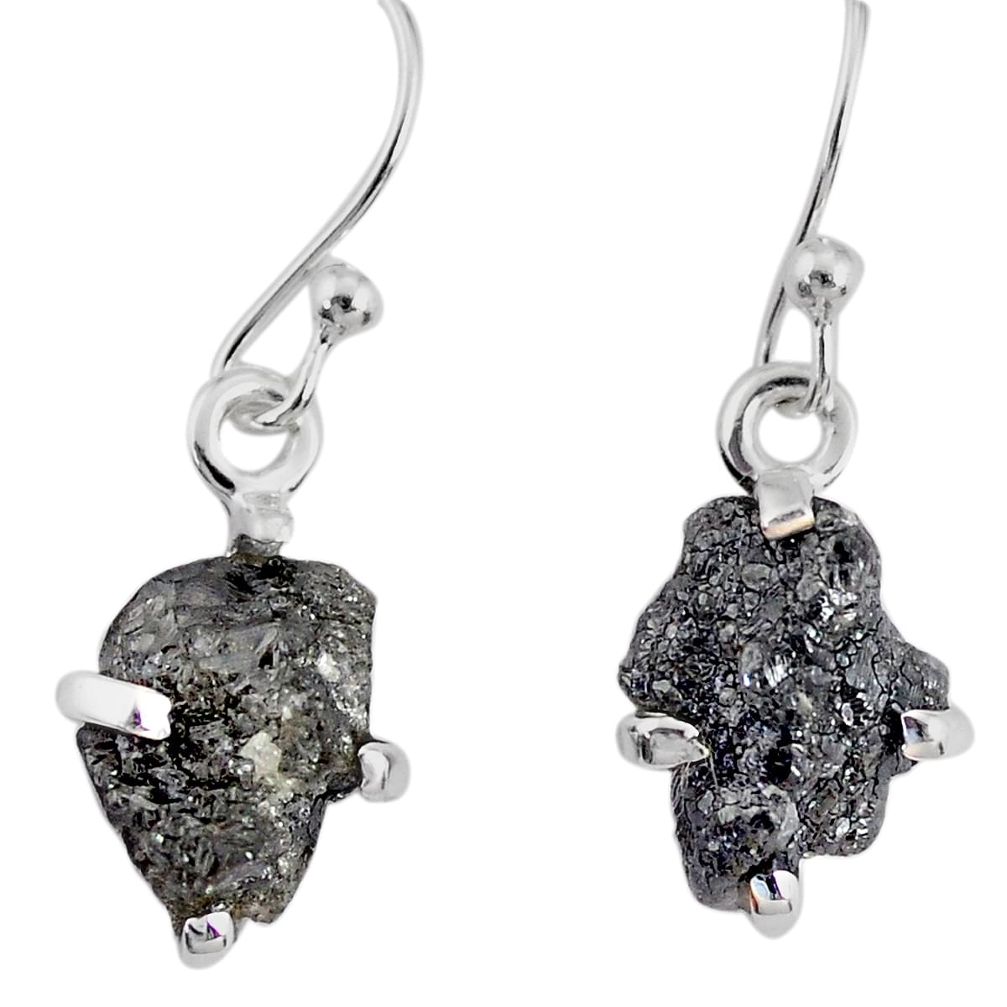 3.87cts natural diamond rough 925 silver handmade dangle earrings r79162