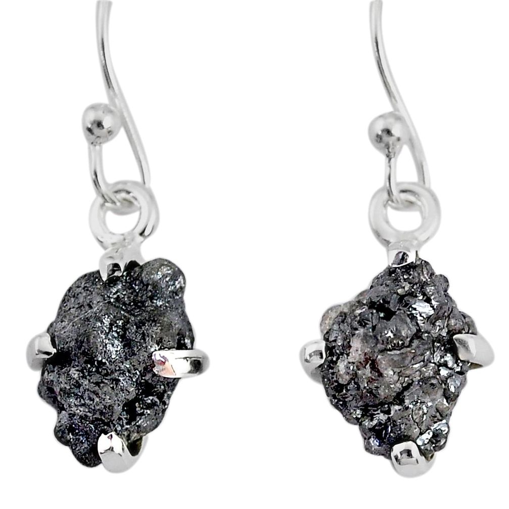 4.16cts natural diamond rough 925 silver handmade dangle earrings r79166