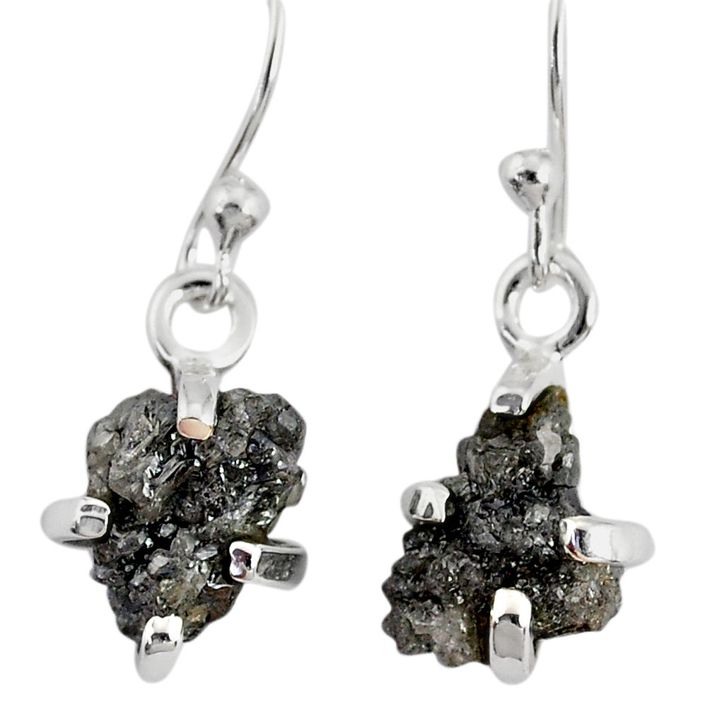 3.83cts natural diamond rough 925 silver handmade dangle earrings r79169