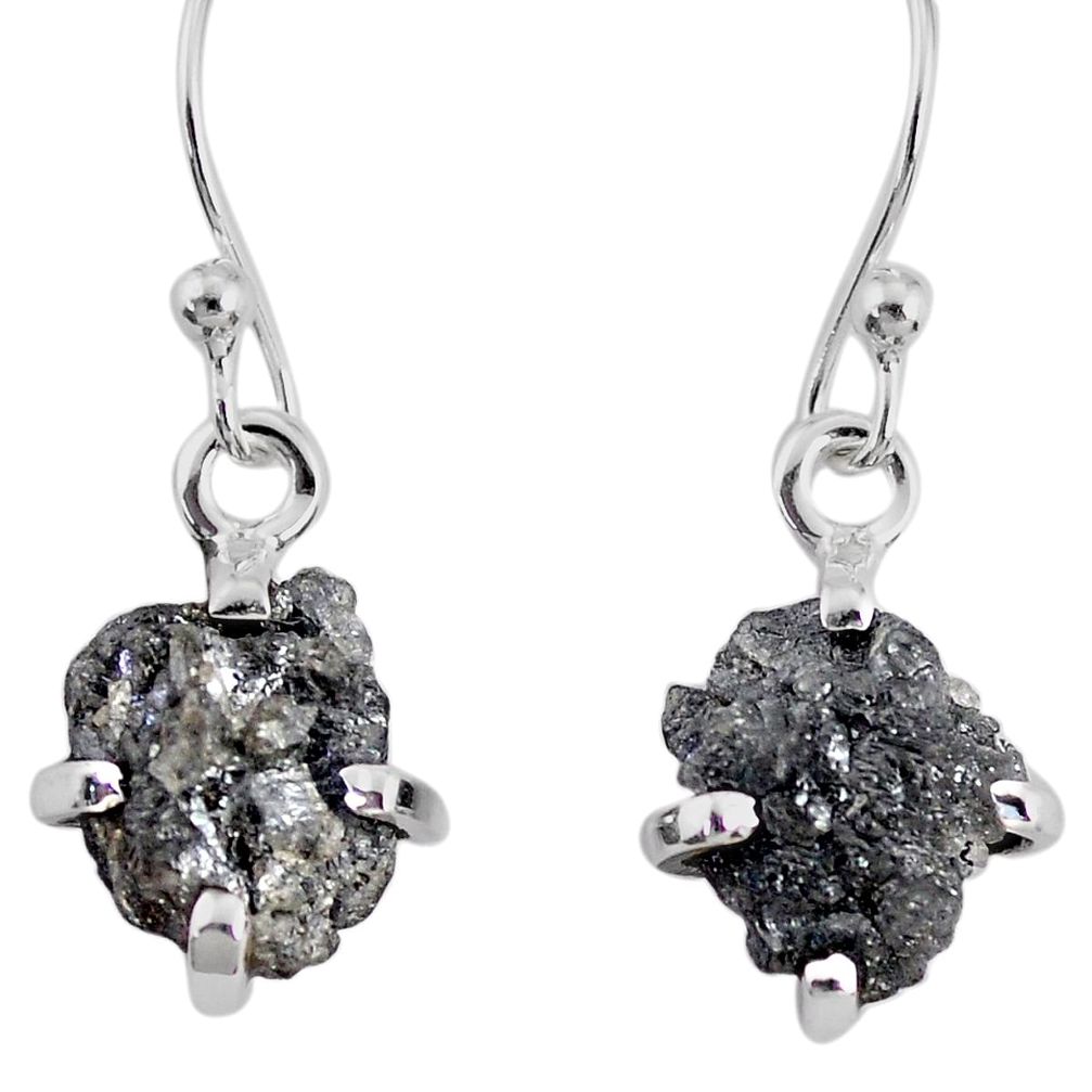 3.75cts natural diamond rough 925 silver handmade dangle earrings r79171