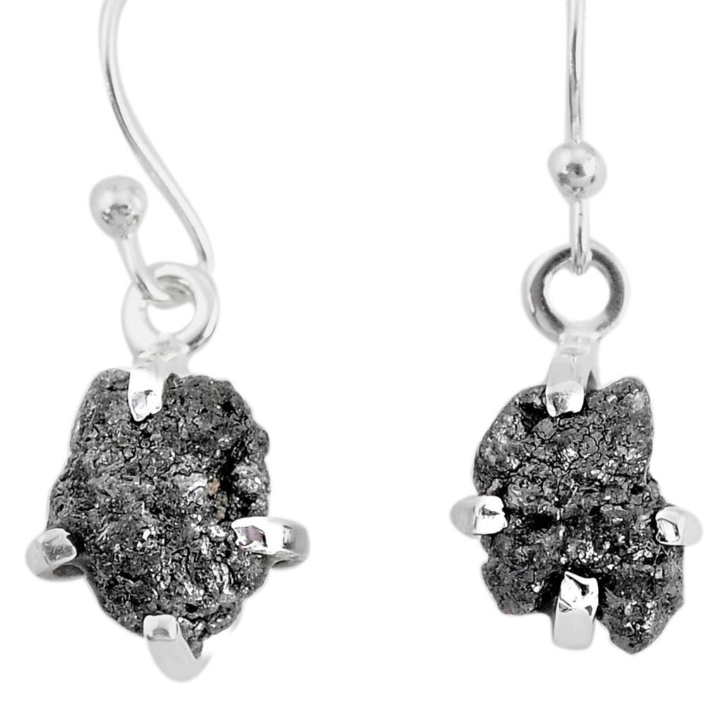 3.83cts natural diamond rough 925 silver handmade dangle earrings r79172