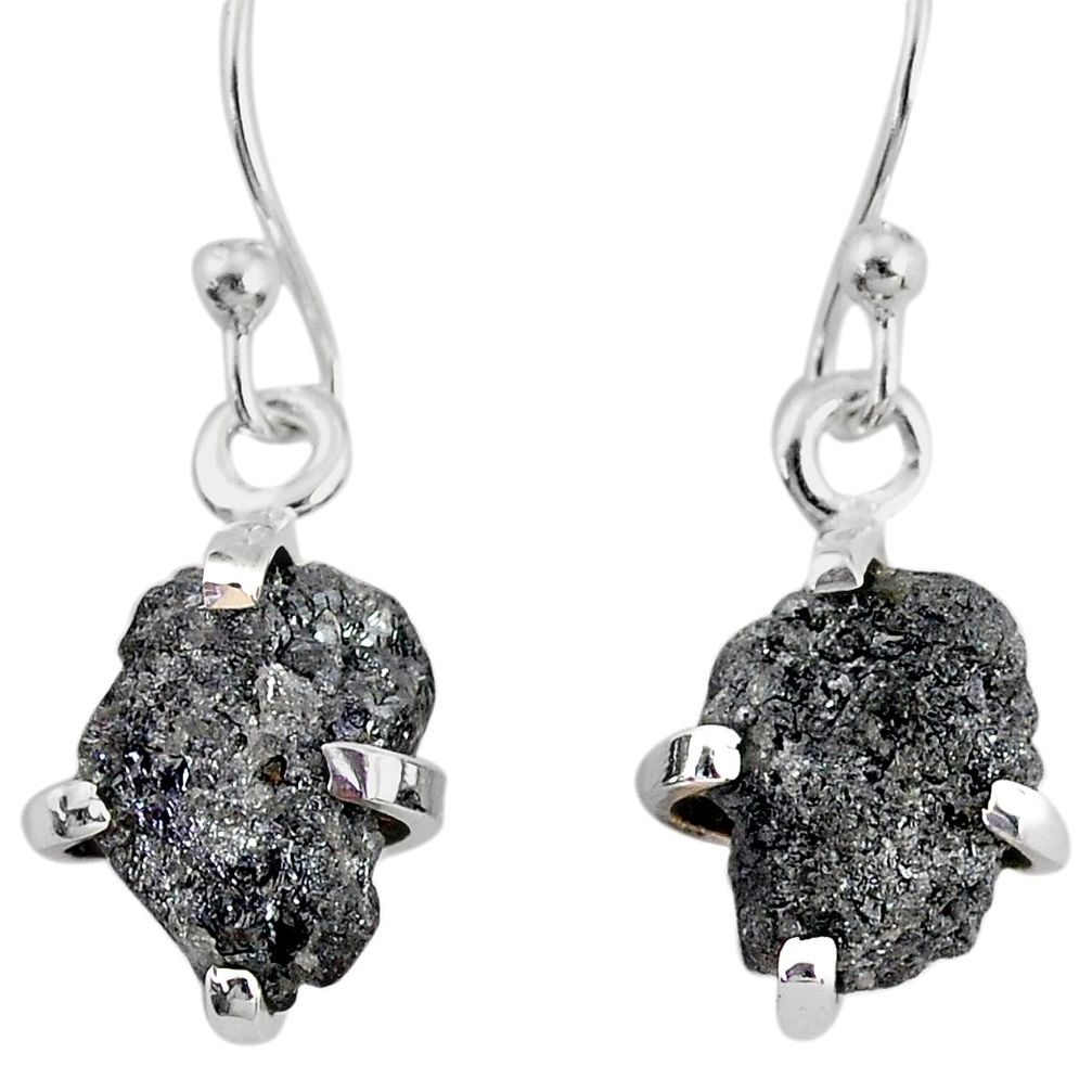 4.14cts natural diamond rough 925 silver handmade dangle earrings r79174