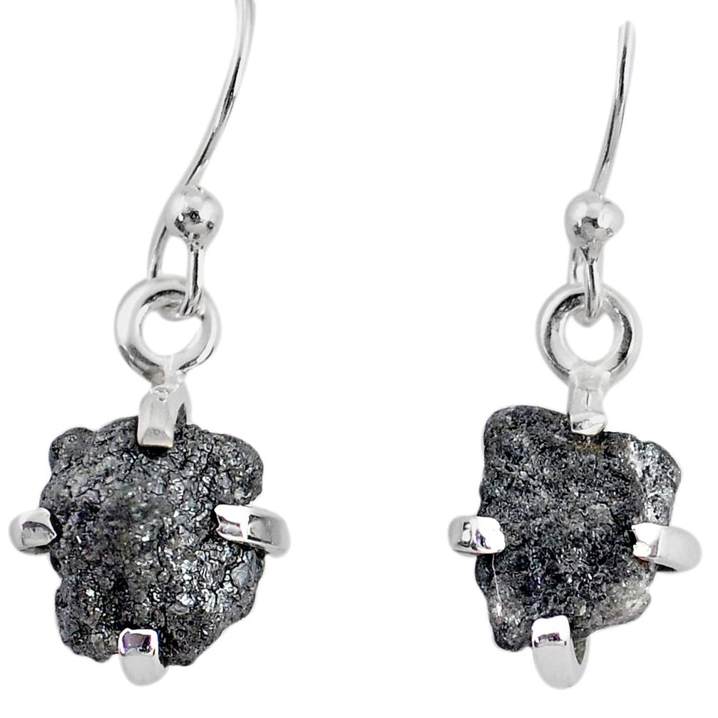 3.83cts natural diamond rough 925 silver handmade dangle earrings r79175