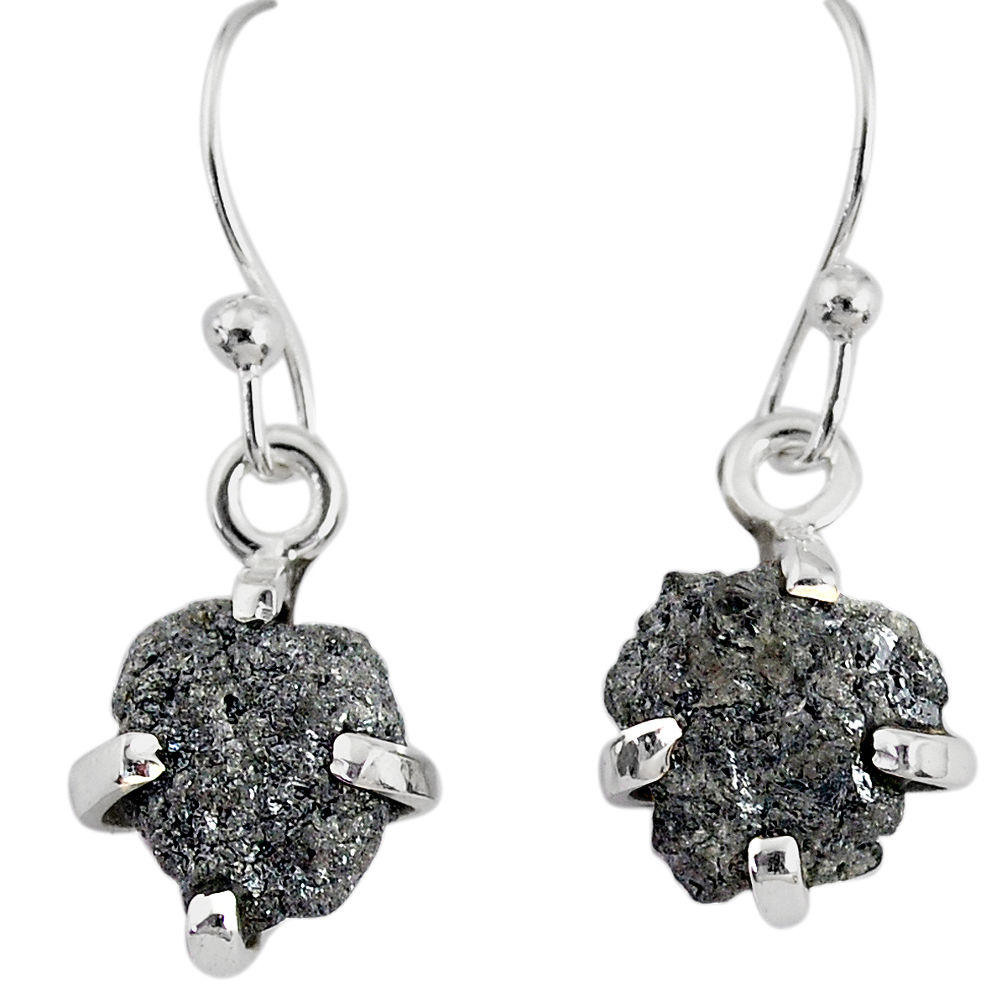 3.81cts natural diamond rough 925 silver handmade dangle earrings r79179