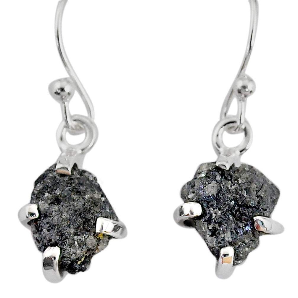 3.83cts natural diamond rough 925 silver handmade dangle earrings r79181