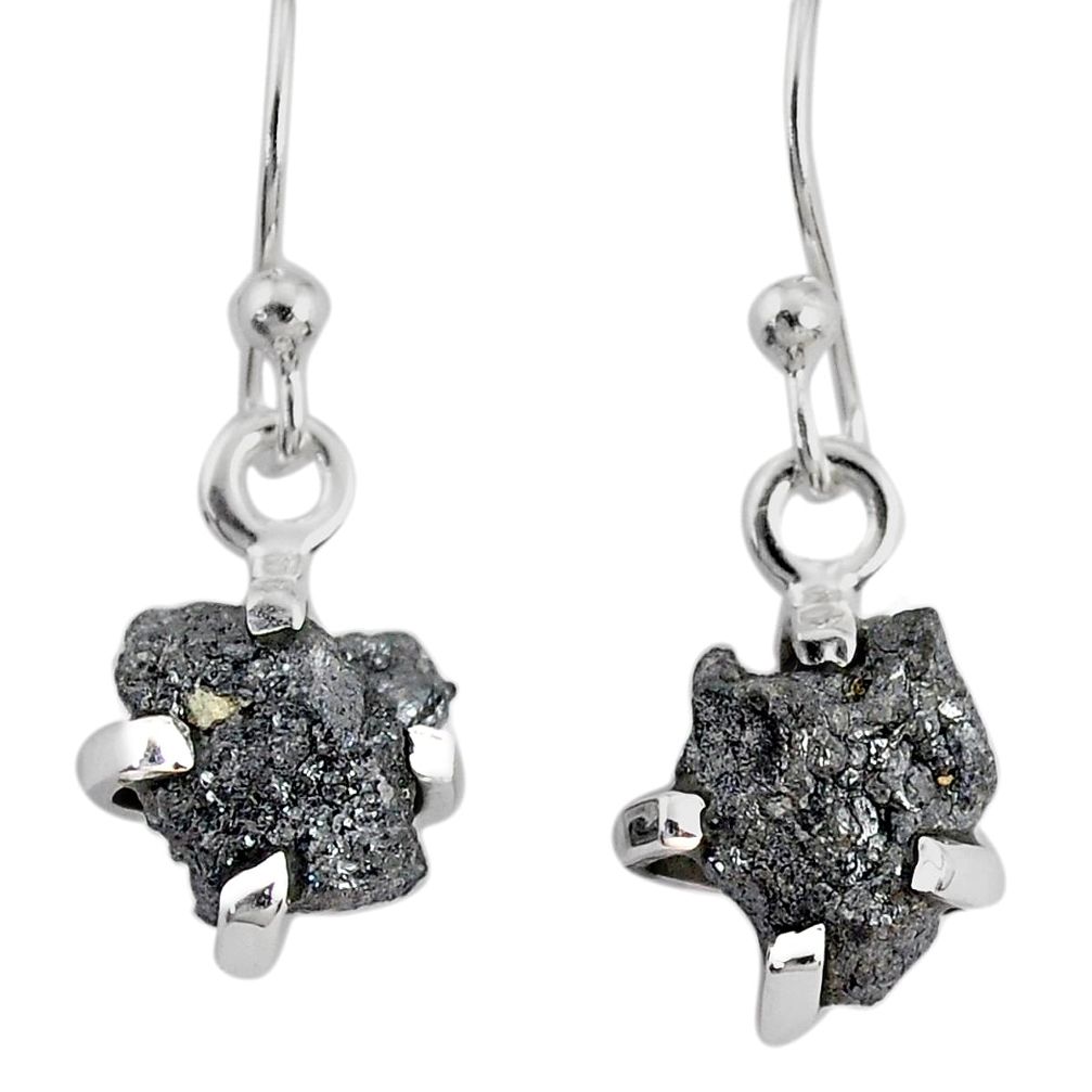 3.83cts natural diamond rough 925 silver handmade dangle earrings r79186