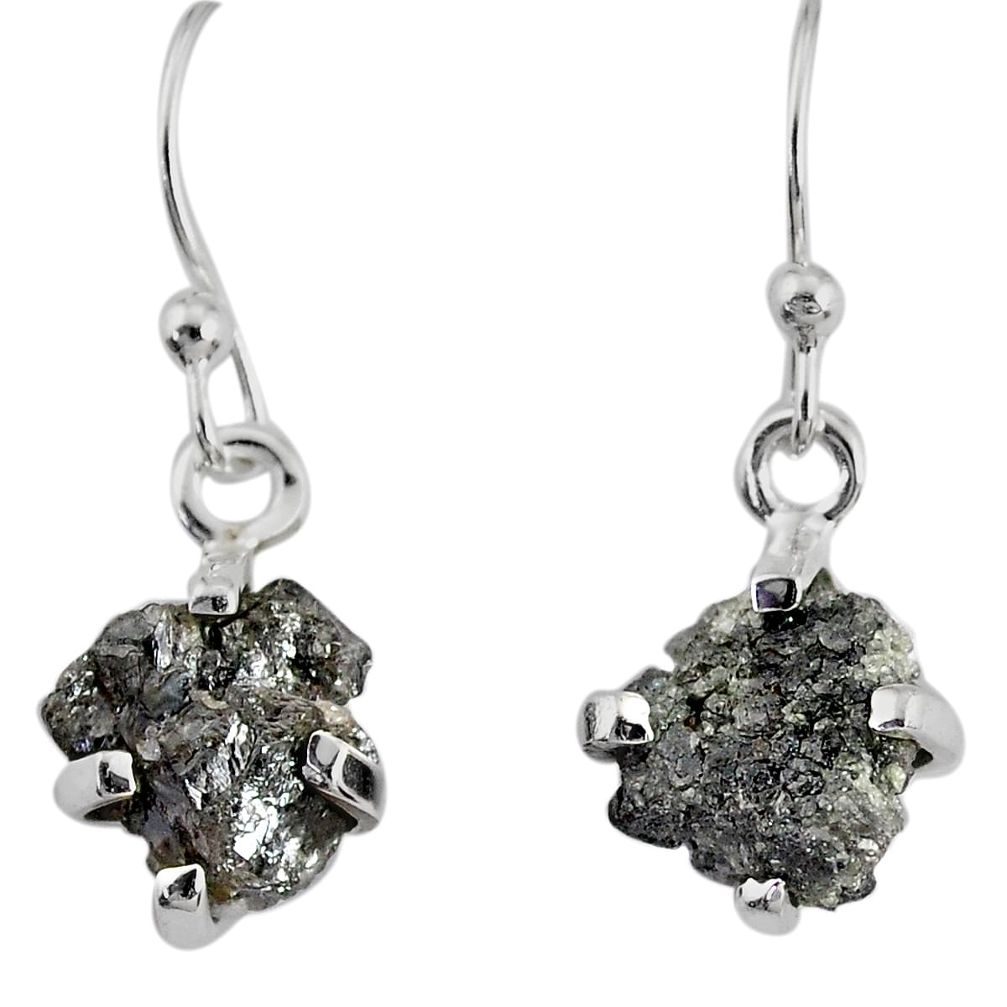 4.16cts natural diamond rough 925 silver handmade dangle earrings r79187