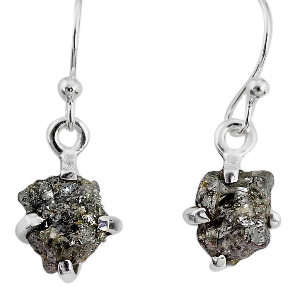 3.73cts natural diamond rough 925 silver handmade dangle earrings r79190