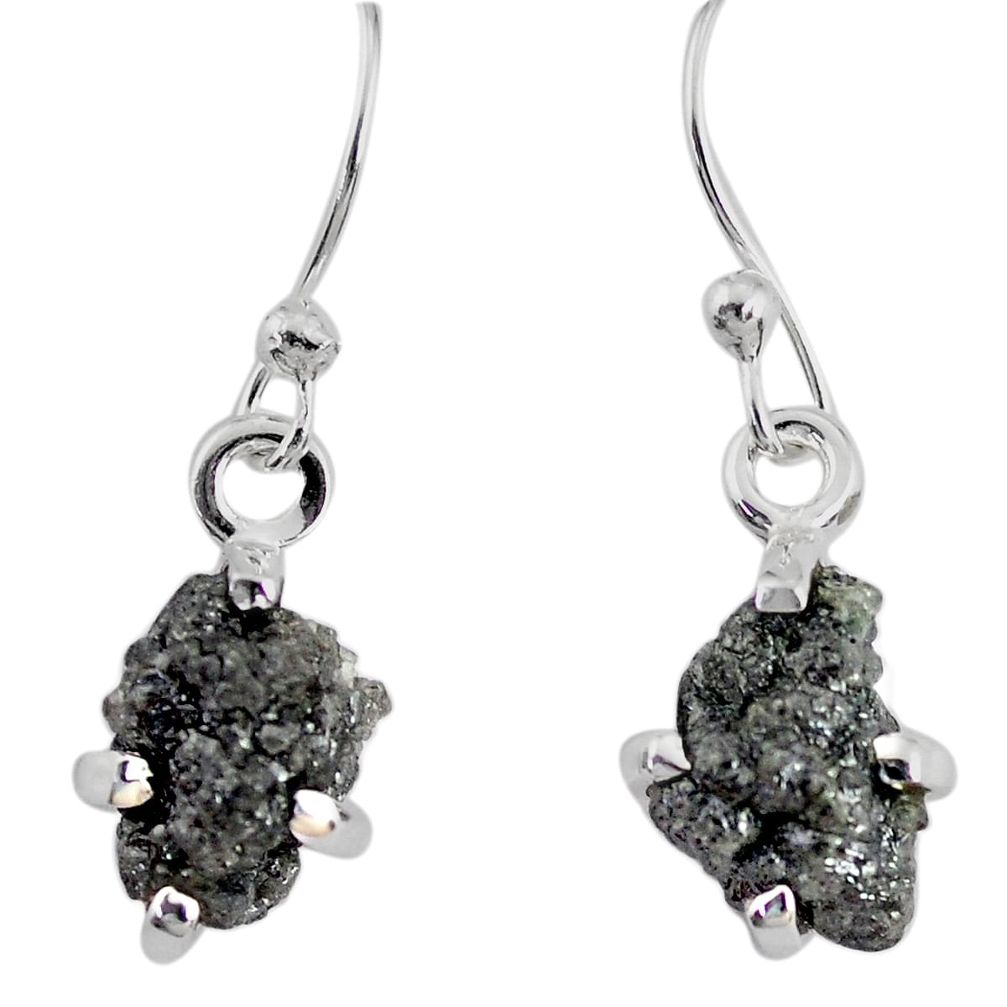 3.63cts natural diamond rough 925 silver handmade dangle earrings r79193