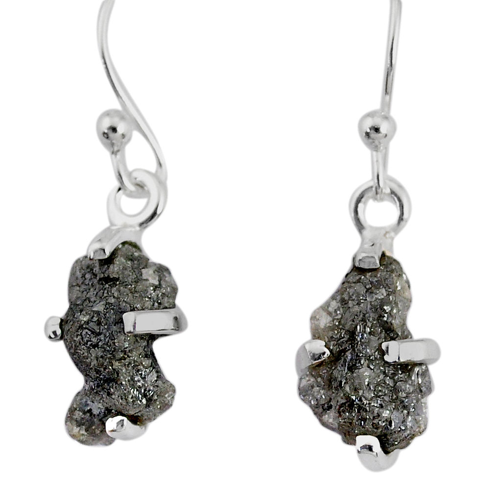 3.53cts natural diamond rough 925 silver handmade dangle earrings r79196