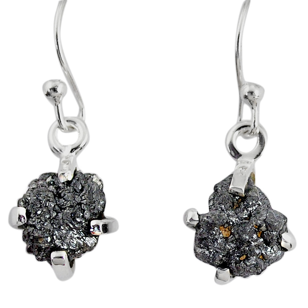 3.77cts natural diamond rough 925 silver handmade dangle earrings r79197