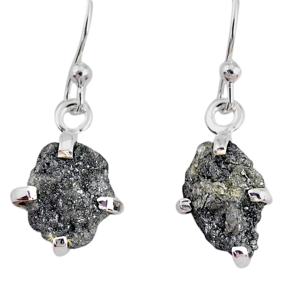 4.28cts natural diamond rough 925 silver handmade dangle earrings r79199