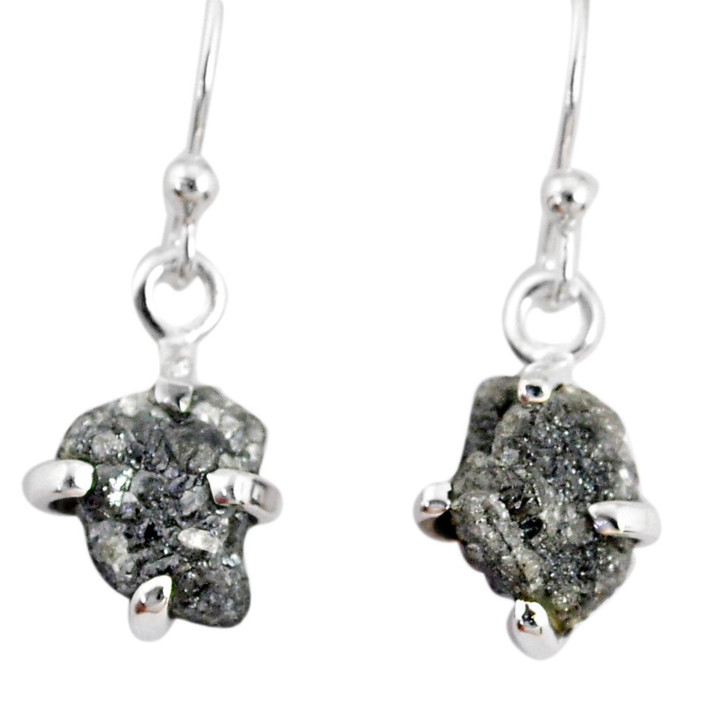 3.73cts natural diamond rough 925 silver handmade dangle earrings r79200