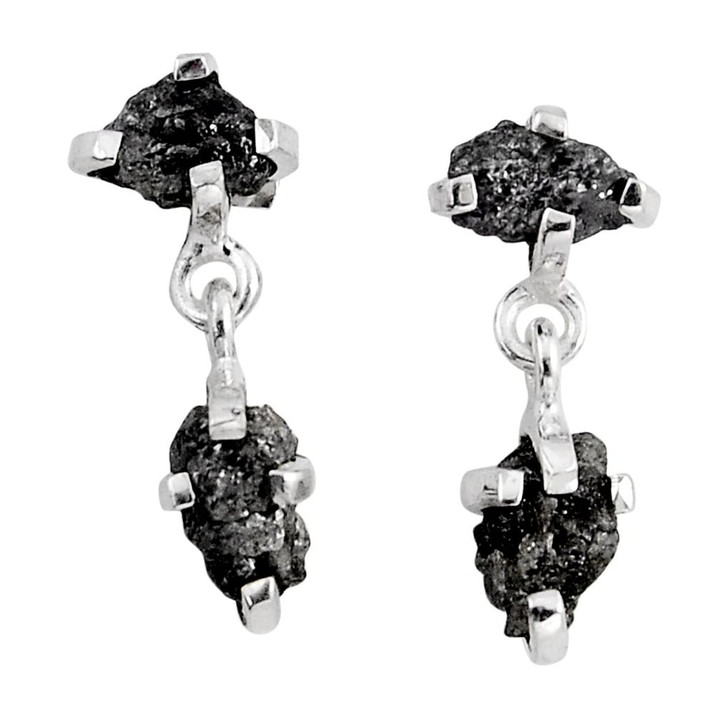 5.85cts natural diamond rough 925 sterling silver dangle earrings jewelry y58818