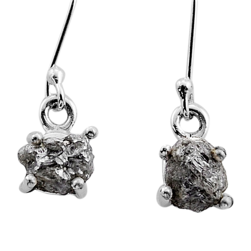 3.72cts natural diamond rough 925 sterling silver dangle earrings jewelry y60982