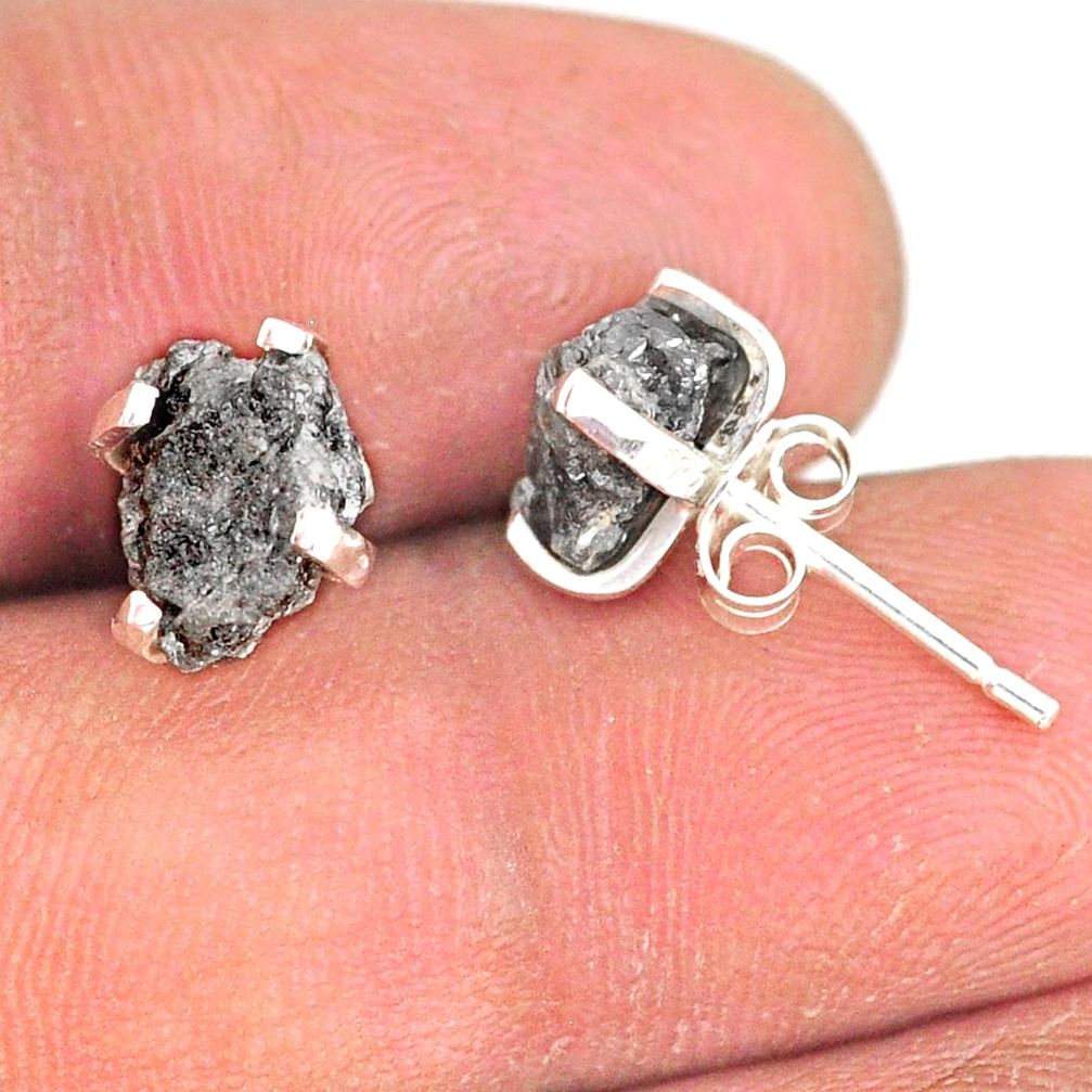 3.84cts natural diamond rough 925 sterling silver handmade stud earrings r79068