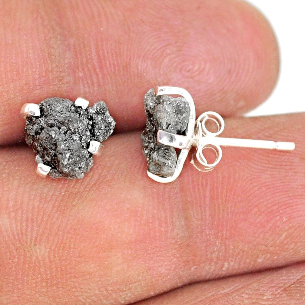 3.86cts natural diamond rough 925 sterling silver handmade stud earrings r79081