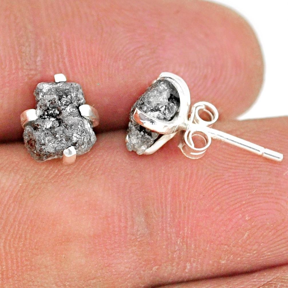 4.22cts natural diamond rough 925 sterling silver handmade stud earrings r79085