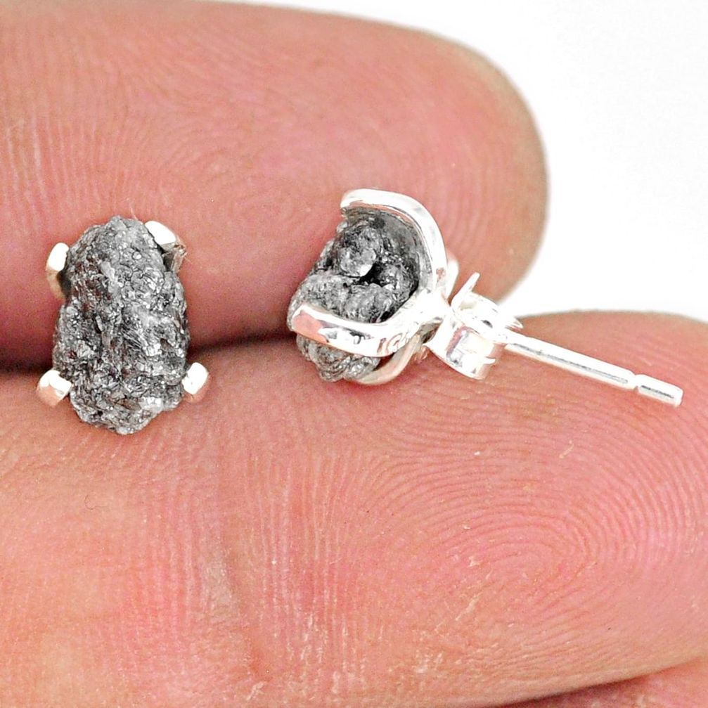 3.82cts natural diamond rough 925 sterling silver handmade stud earrings r79095