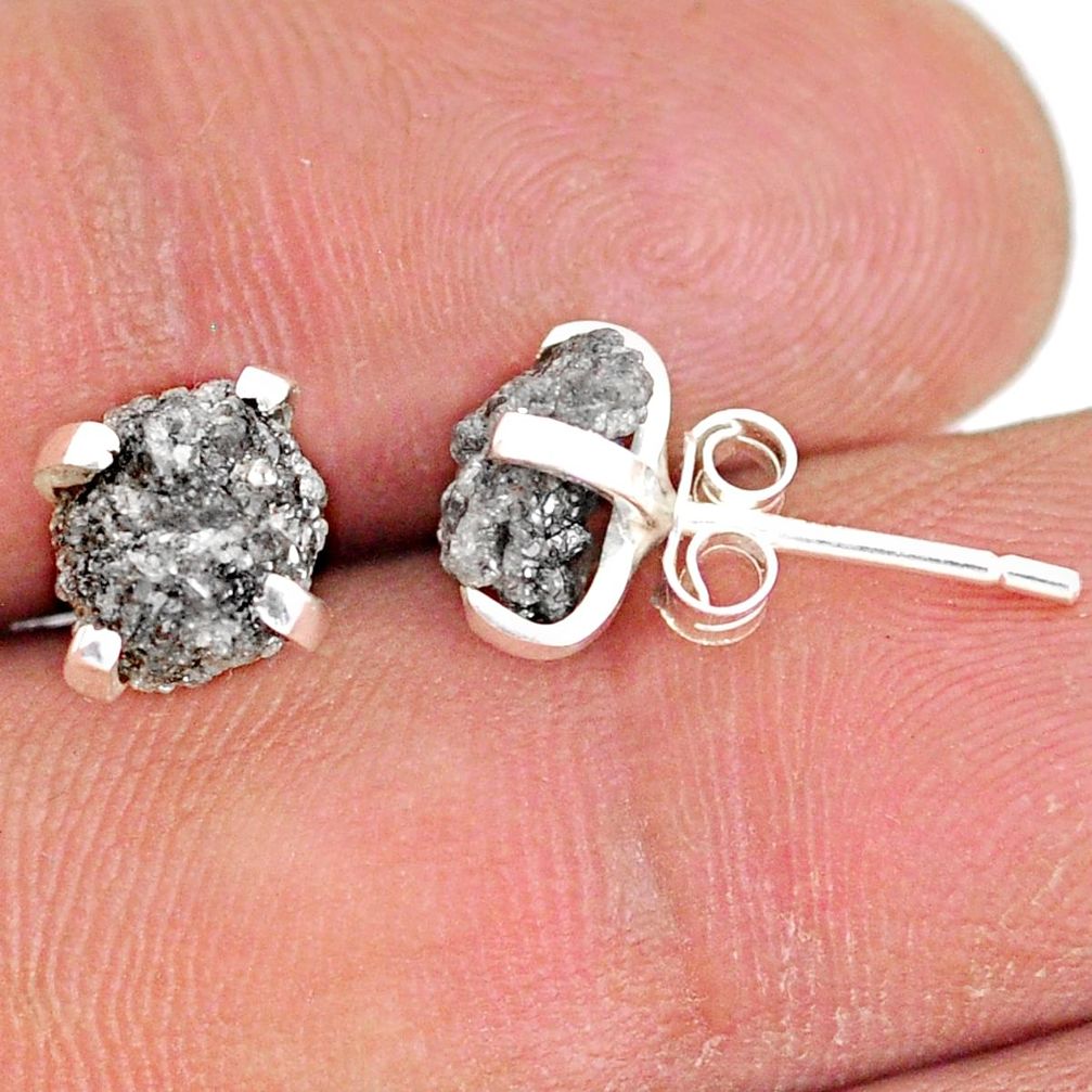 3.67cts natural diamond rough 925 sterling silver handmade stud earrings r79100
