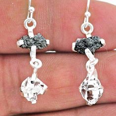 8.22cts natural diamond raw herkimer diamond 925 silver dangle earrings t15284